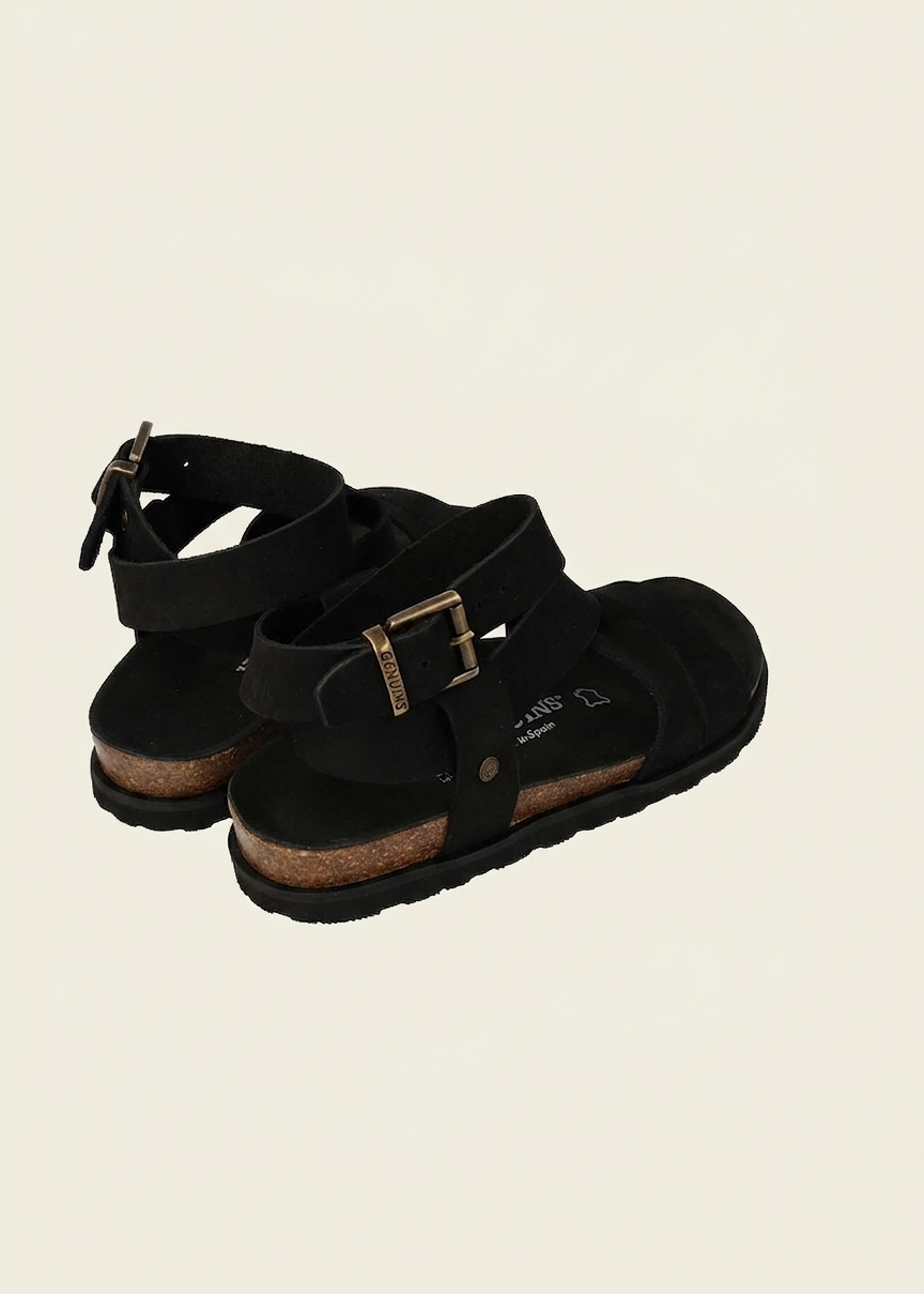 Sandales en cuir certifié | noir "zaha nubuck black" | Black