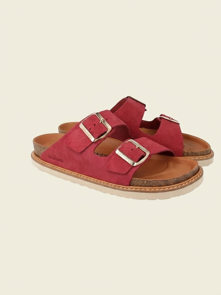 Sandales roses en cuir certifié - rose "hawaii velour cirera" | Pink