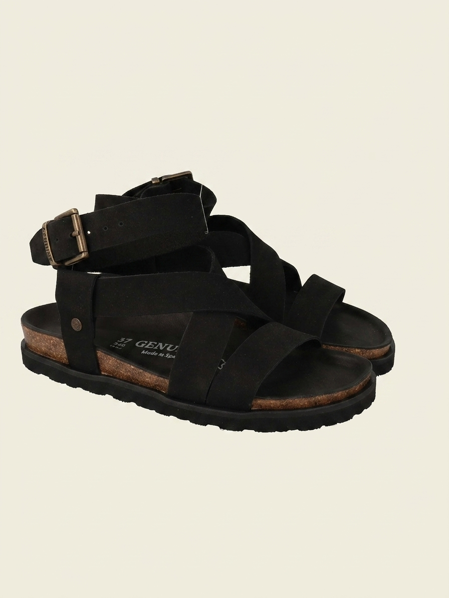 Sandales en cuir certifié | noir "zaha nubuck black" | Black