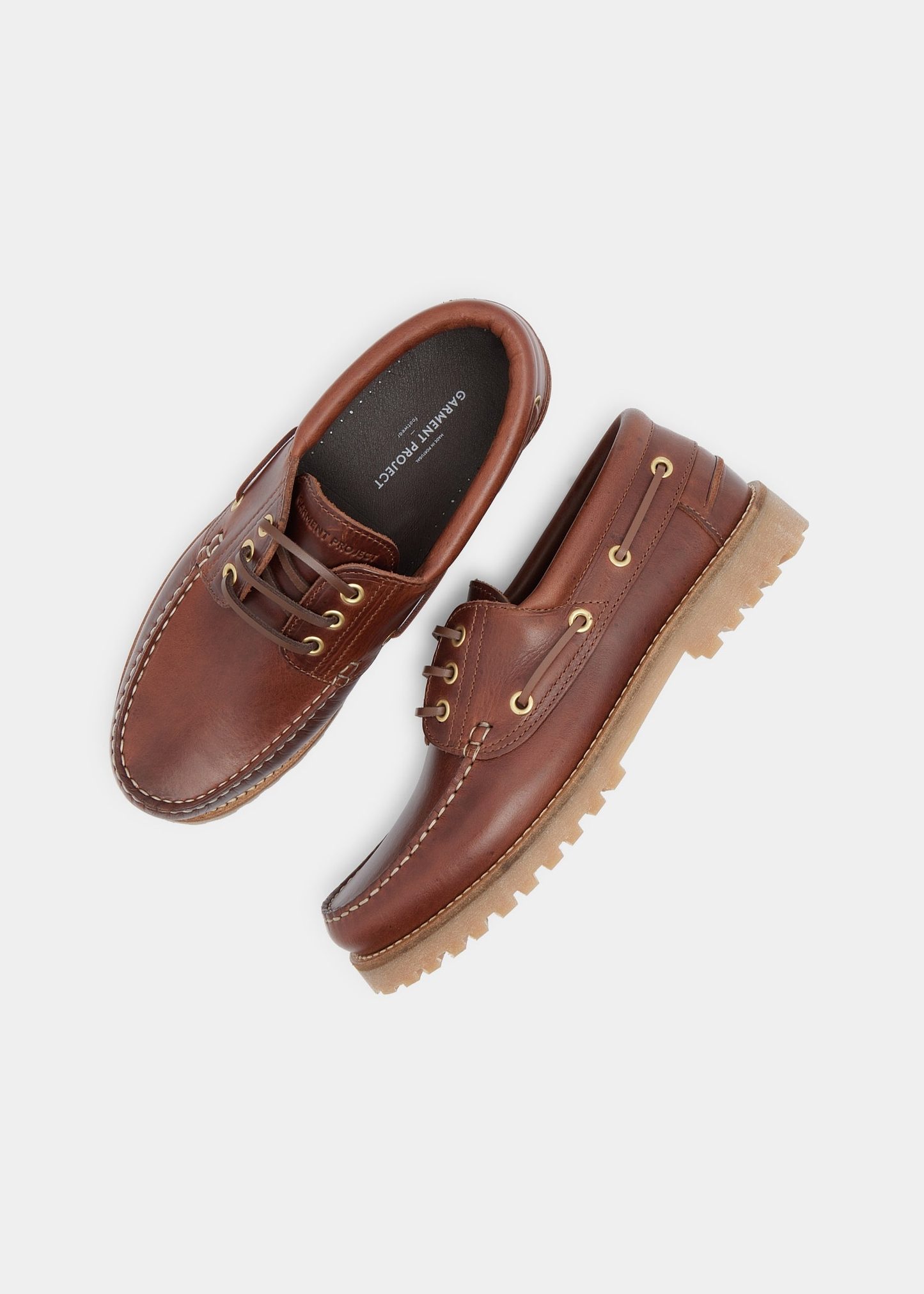 Chaussures bateau en cuir certifié | ollie boat shoe - brown leather | Marron