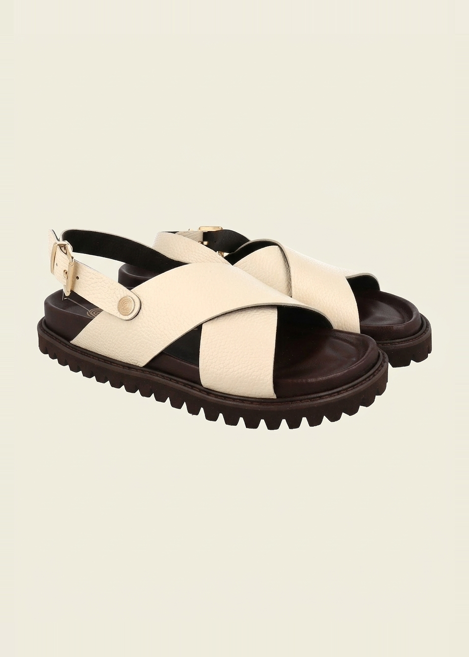 Sandales en cuir certifié | blanc "melen embossed leather chalk" new | Leather chalk