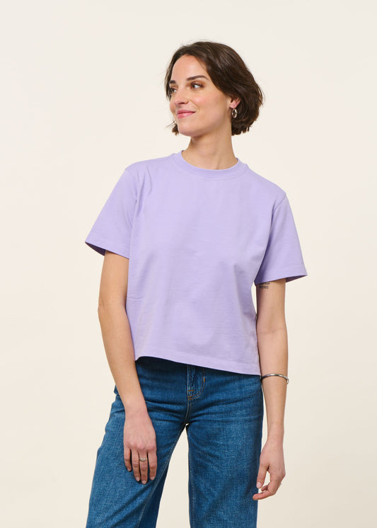 T-shirt boxy en coton bio | lilas | Lilas