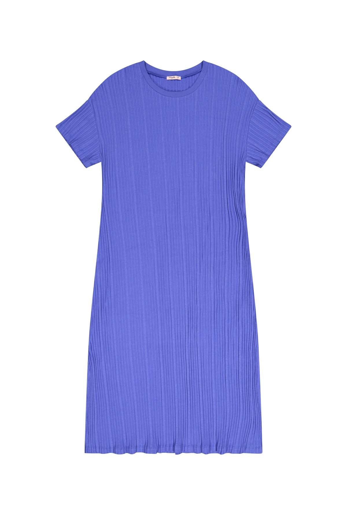 Robe t-shirt plissée coton bio | bleu | Bleu