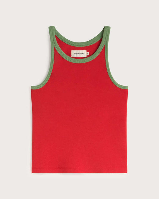 Débardeur en coton bio | rouge "clavel ivy contrast harriet top" | Red