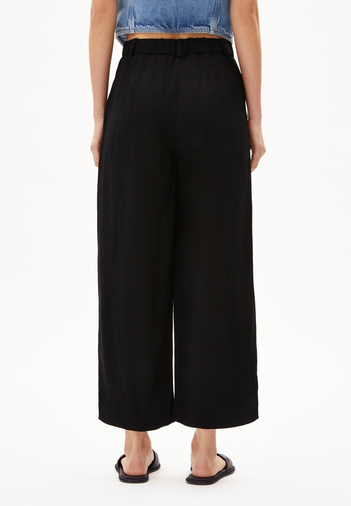 Pantalon ample en ecovero et lin | noir "Caarunus lino - black"