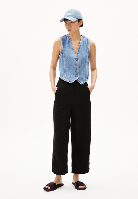 Pantalon ample en ecovero et lin | noir "Caarunus lino - black"