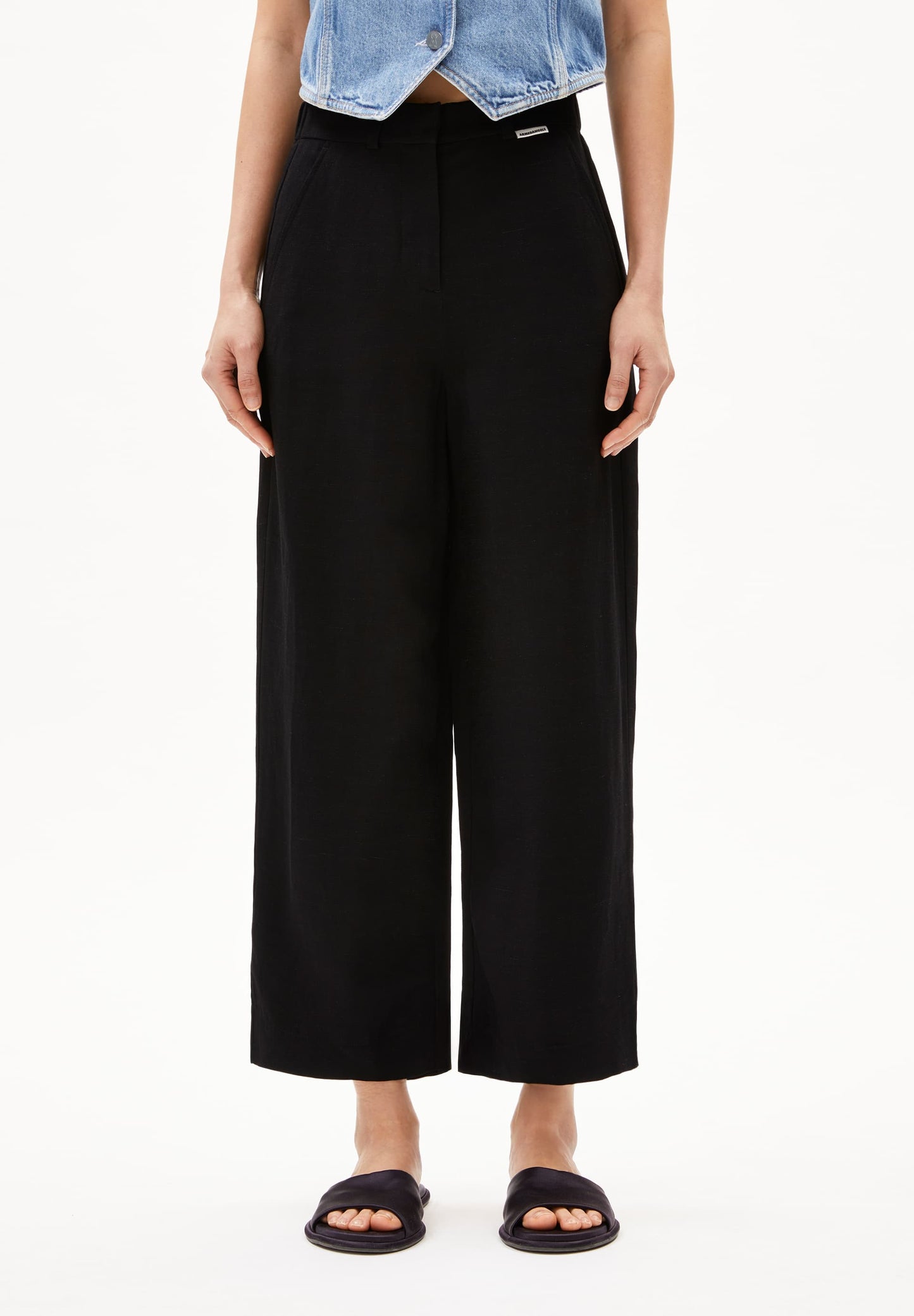 Pantalon ample en ecovero et lin | noir "Caarunus lino - black"