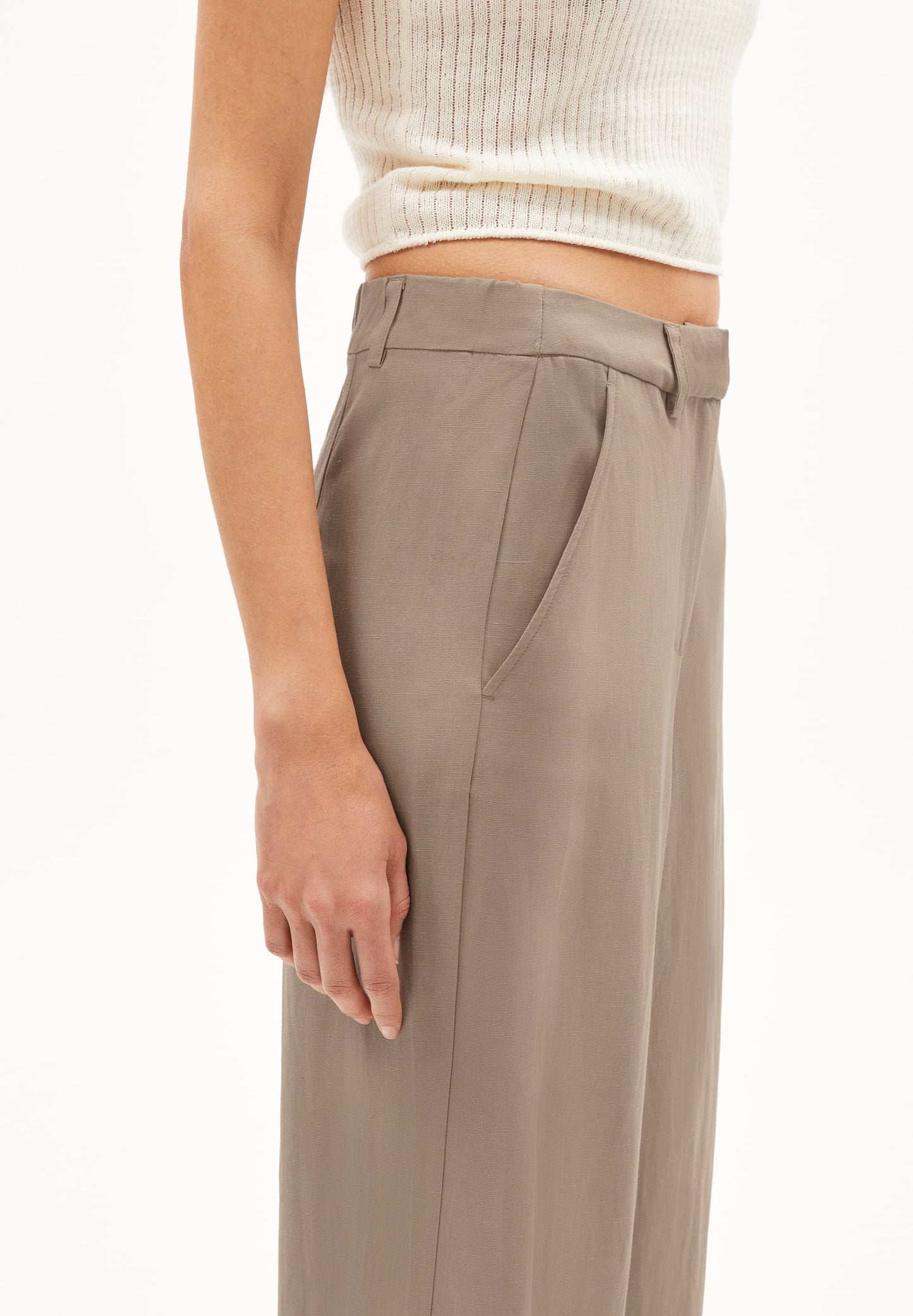 Pantalon ample en ecovero et lin | marron clair "caarunus lino - cinnamon dust"