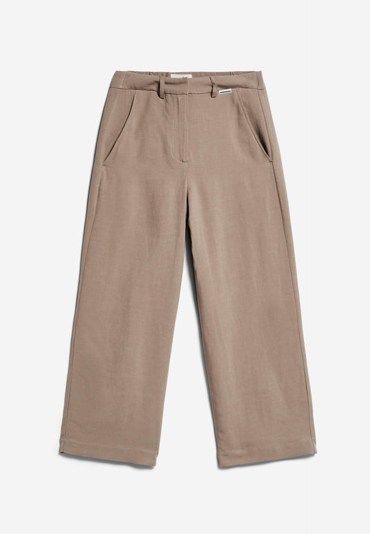Pantalon ample en ecovero et lin | marron clair "caarunus lino - cinnamon dust"