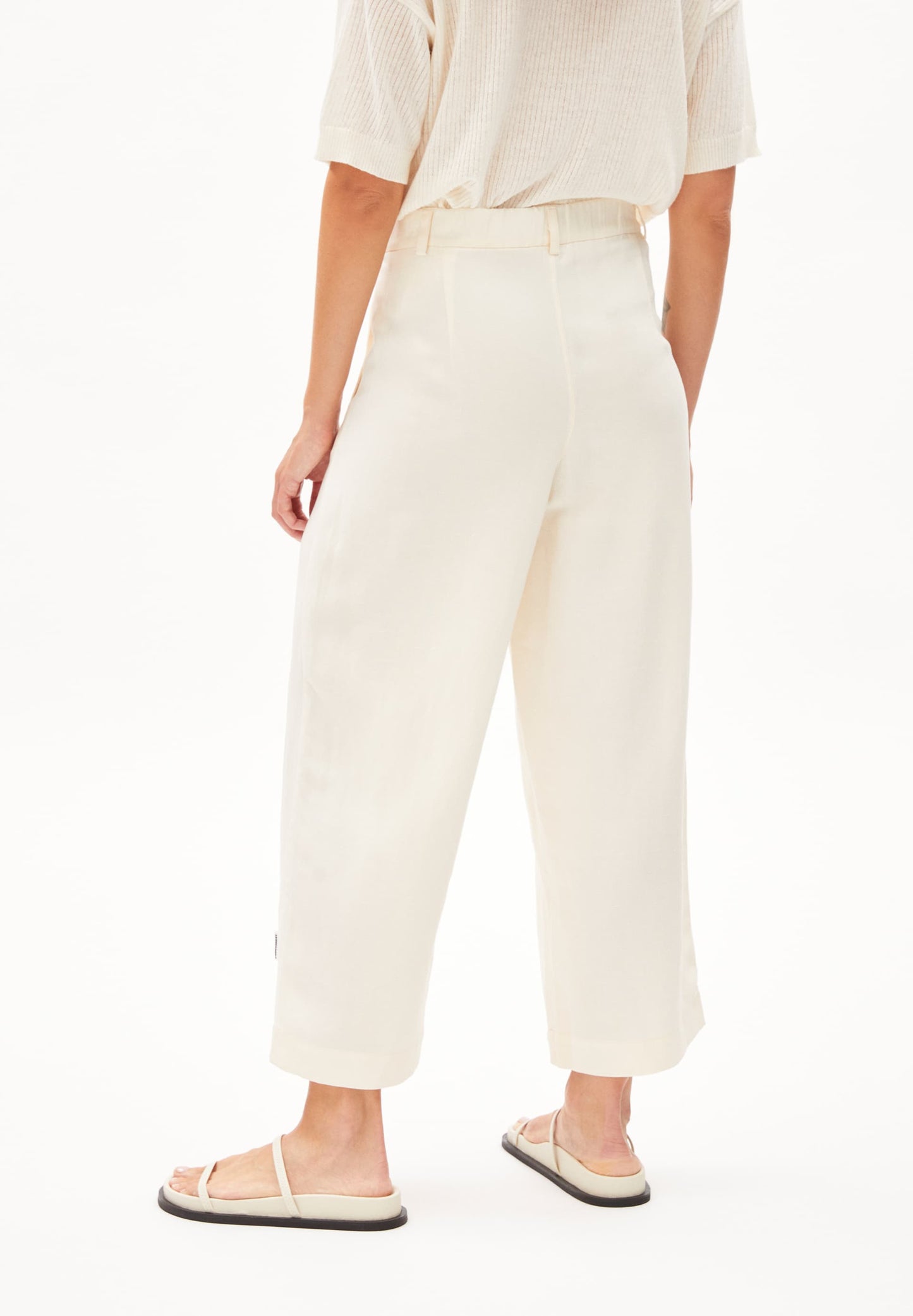 Pantalon ample en ecovero et lin | écru "caarunus lino - oatmilk"