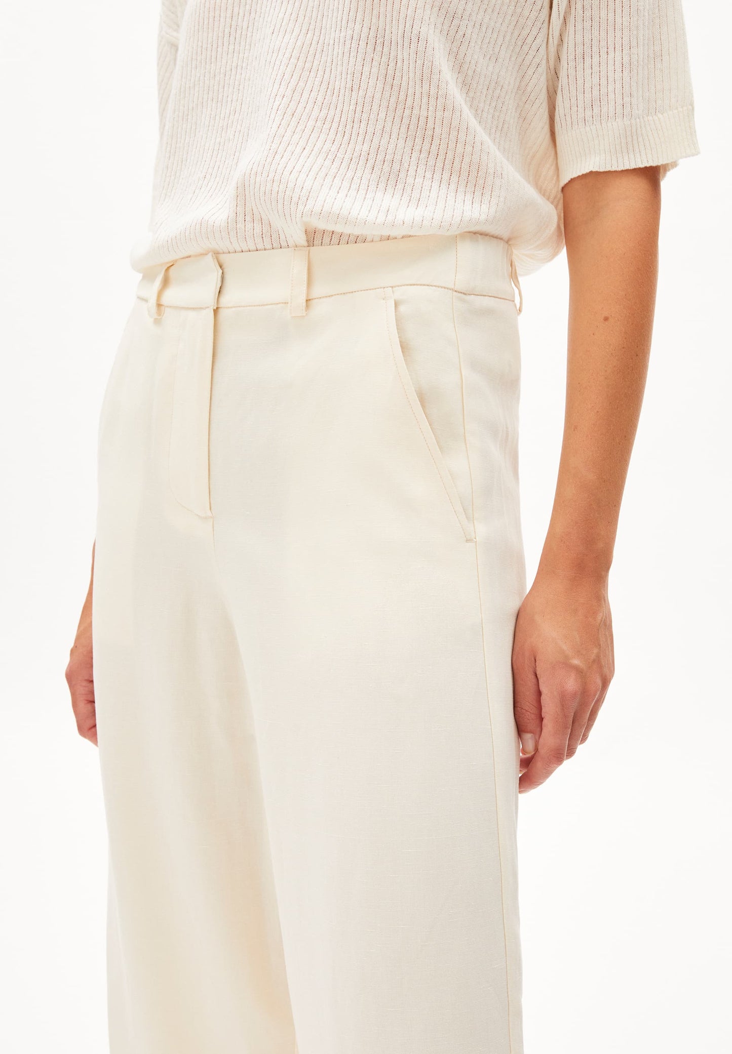 Pantalon ample en ecovero et lin | écru "caarunus lino - oatmilk"