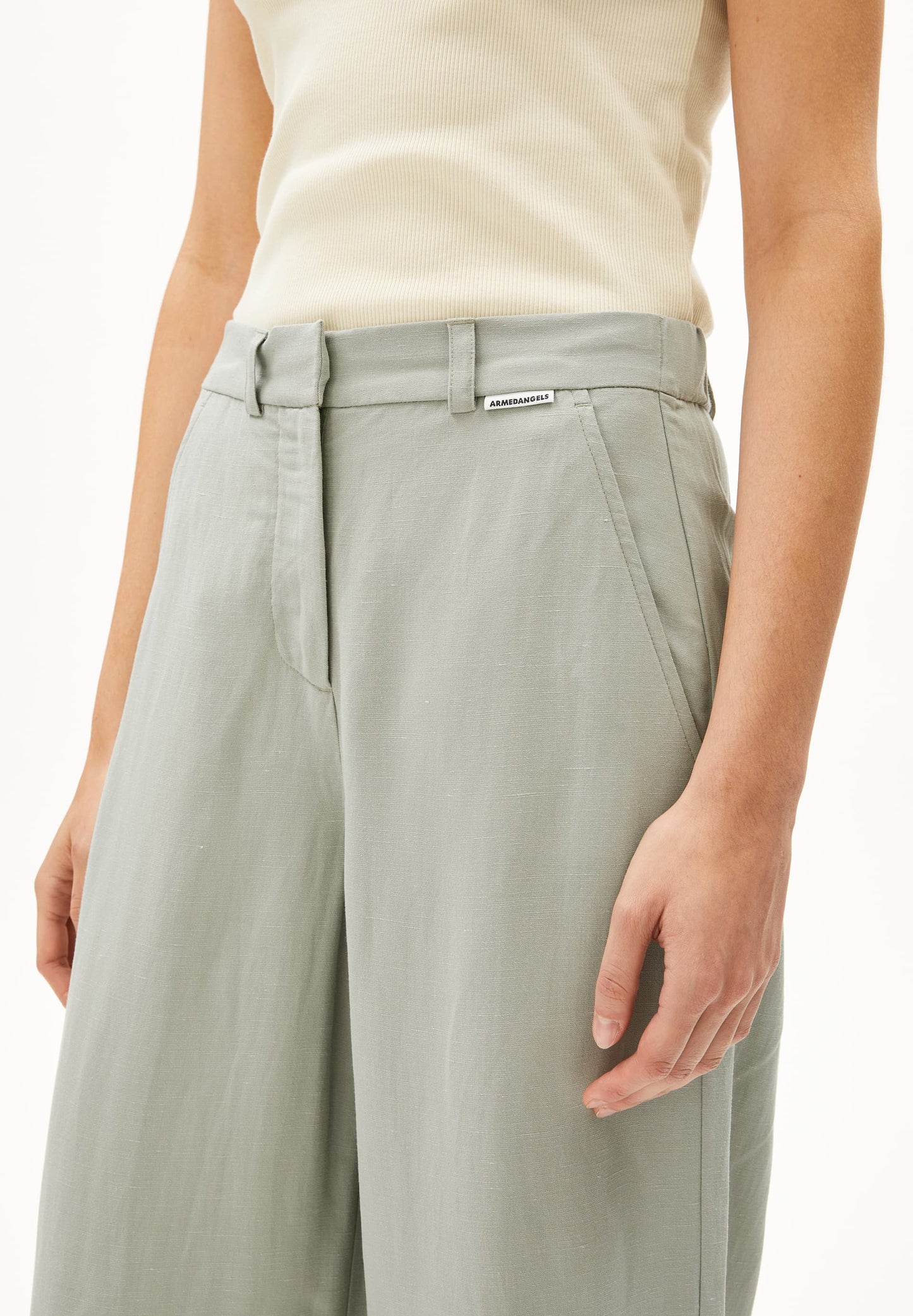 Pantalon en coton biologique | vert "Caarunus lino - seagreen"