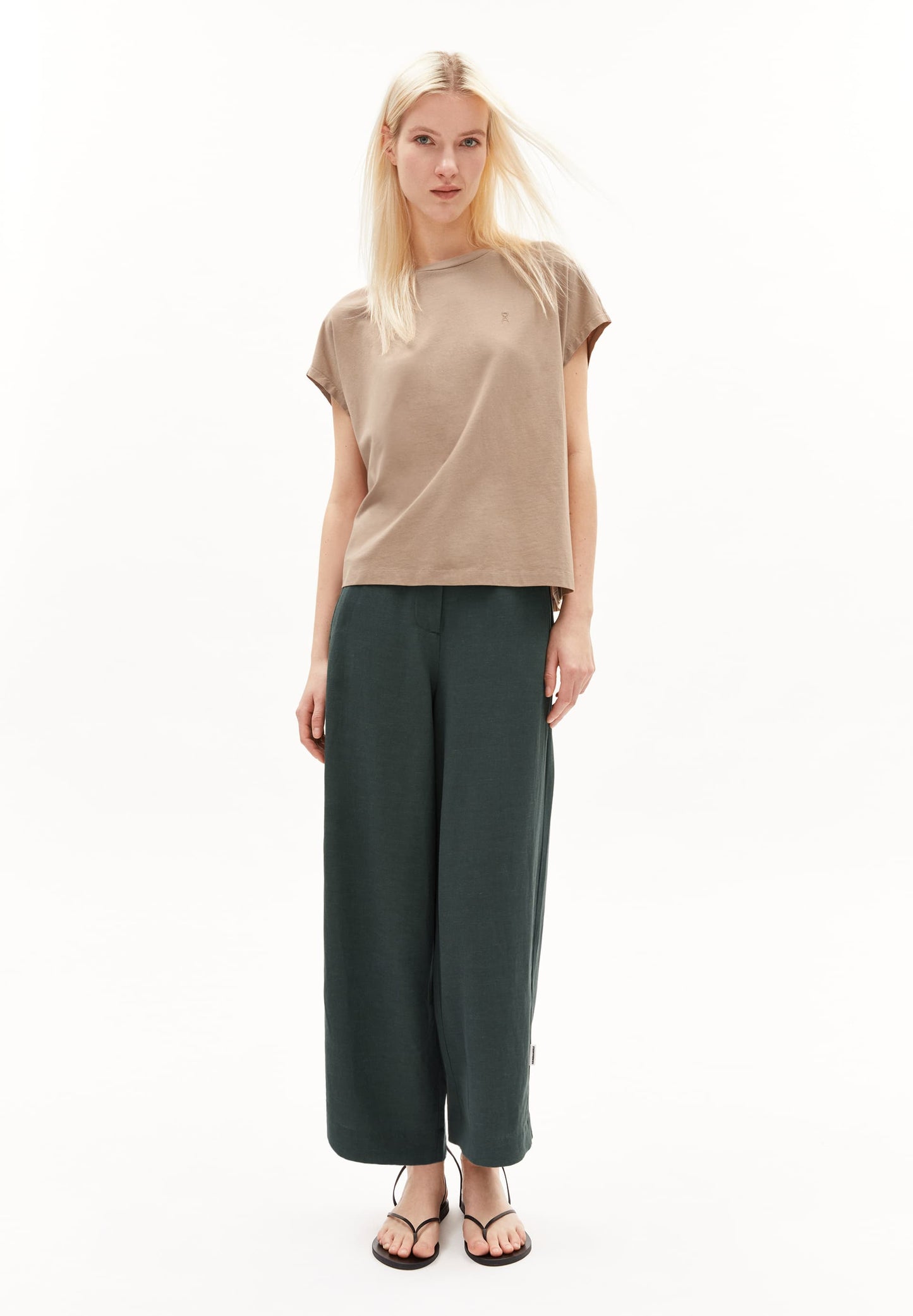 Pantalon ample en ecovero et lin | Gris foncé "caarunus lino space steel"