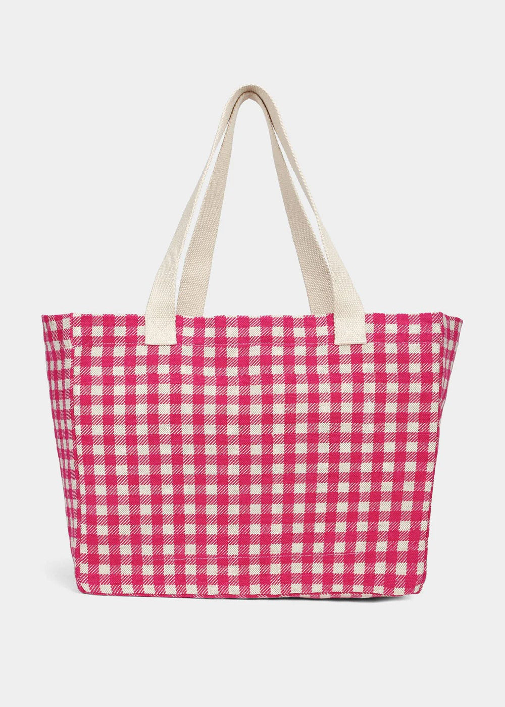 Sac cabas en jute et coton bio | rose "claude - vichy rose"