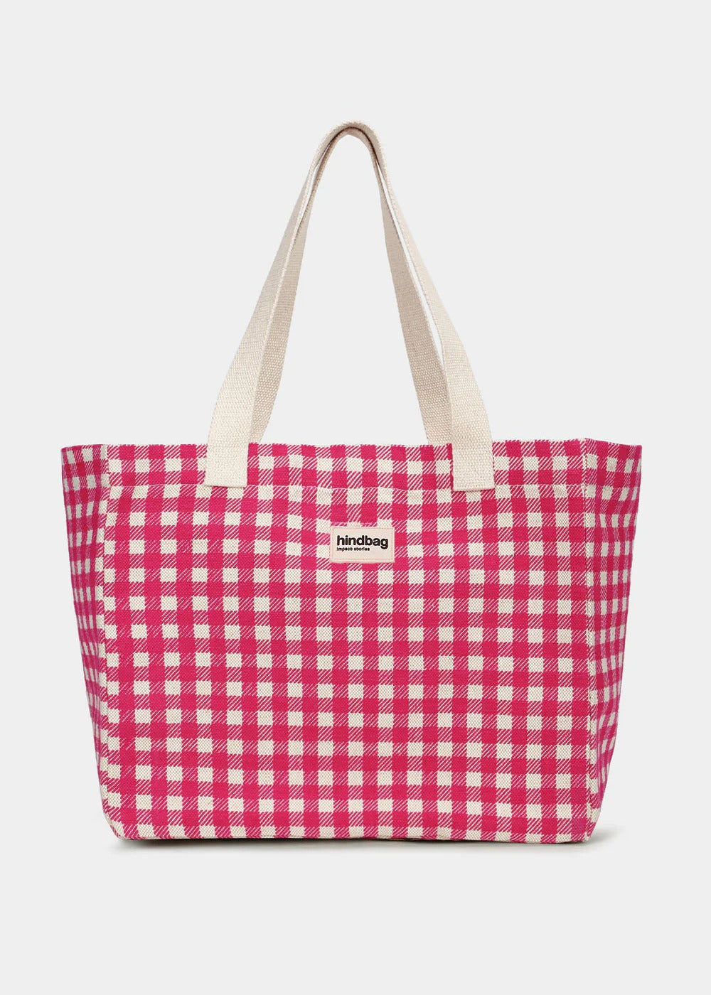 Sac cabas en jute et coton bio | rose "claude - vichy rose"