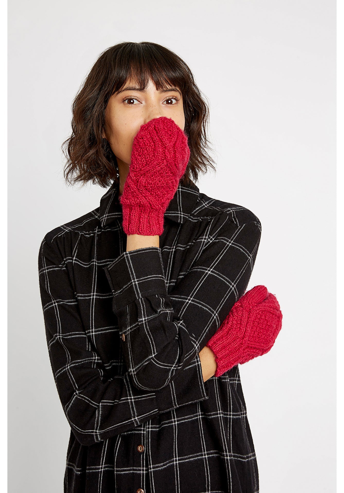 Moufles en laine rose