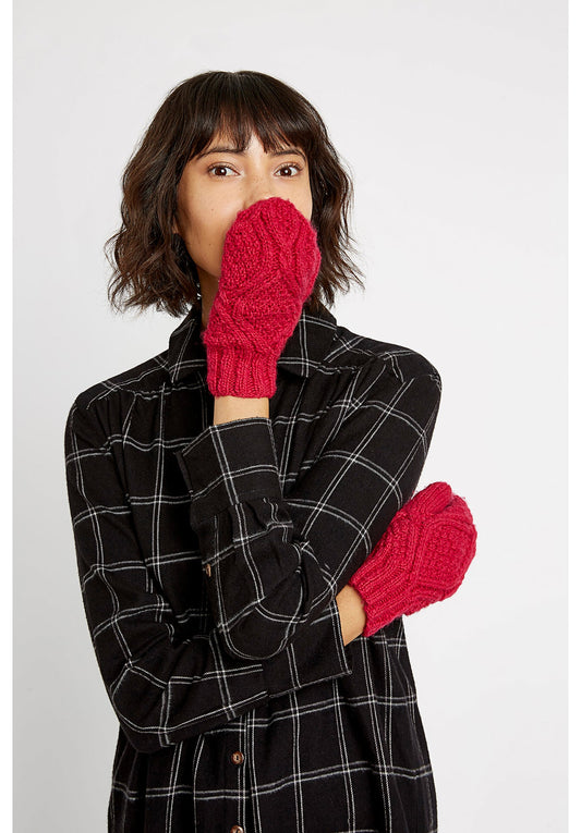 Moufles en laine rose