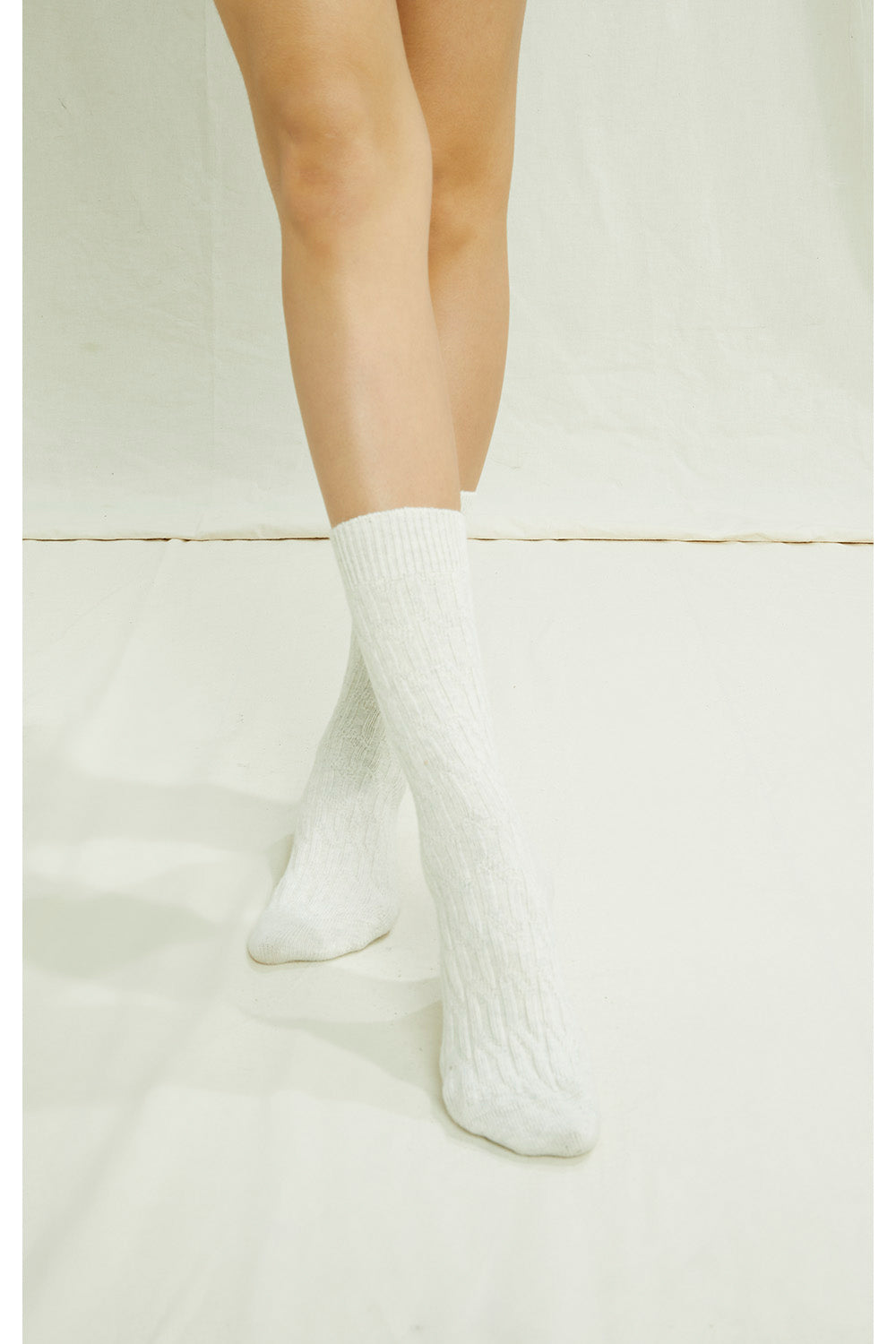 Chaussettes hautes crème en coton bio