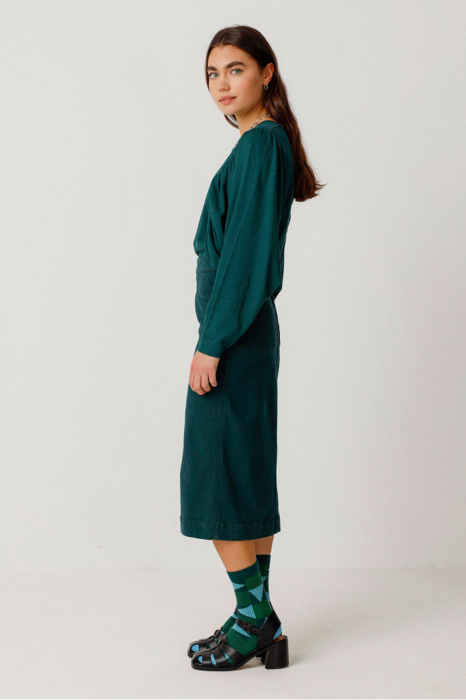 Blouse en tencel | vert "camiseta agurne dark green"