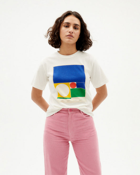 T-shirt blanc ample à motifs en coton bio - color chart t-shirt snow white