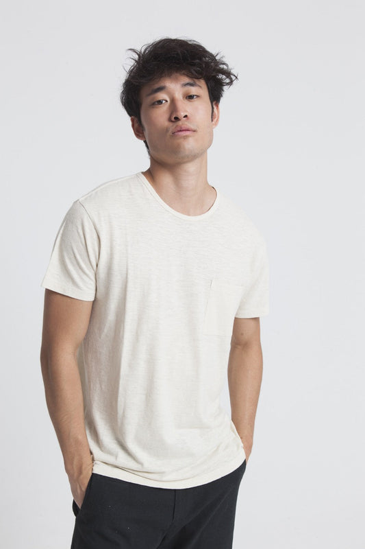 T-shirt uni écru en chanvre et coton bio
