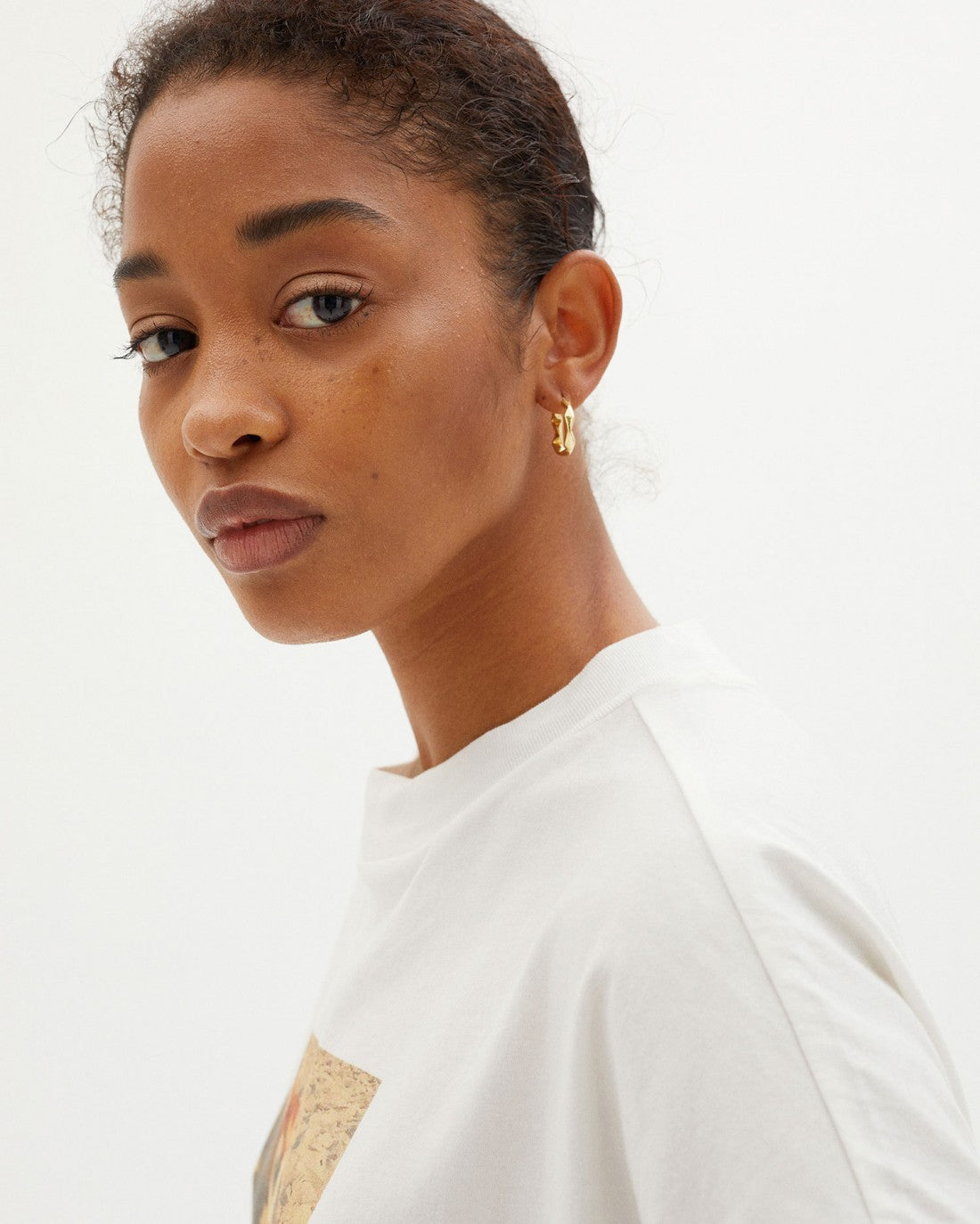 T-shirt imprimé blanc en coton bio - la plage t-shirt snow white