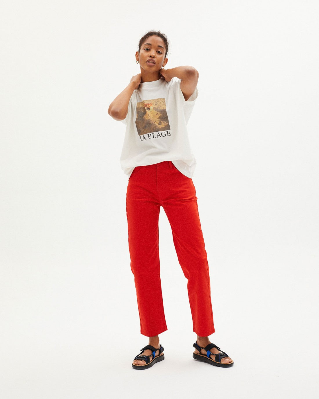 T-shirt imprimé blanc en coton bio - la plage t-shirt snow white