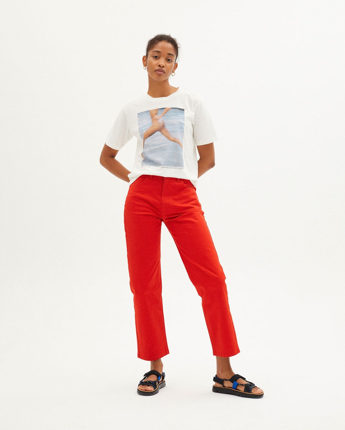 T-shirt blanc imprimé en coton bio - LIFE EN BOLAS T-SHIRT snow white
