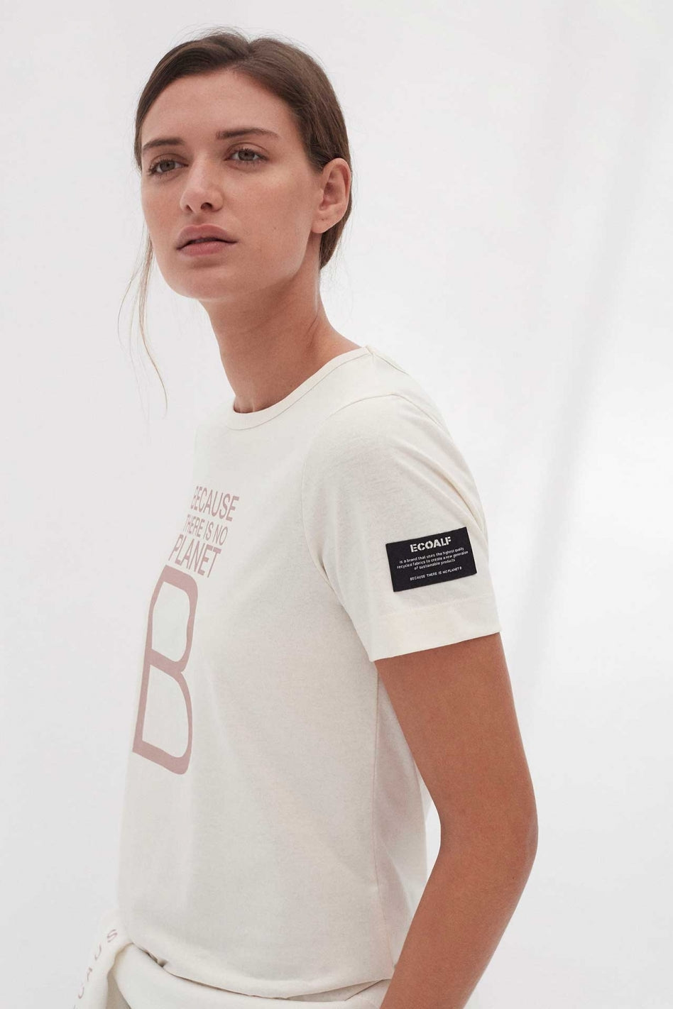 T-shirt imprimé blanc en polyester et coton recyclés - Mariela Big B
