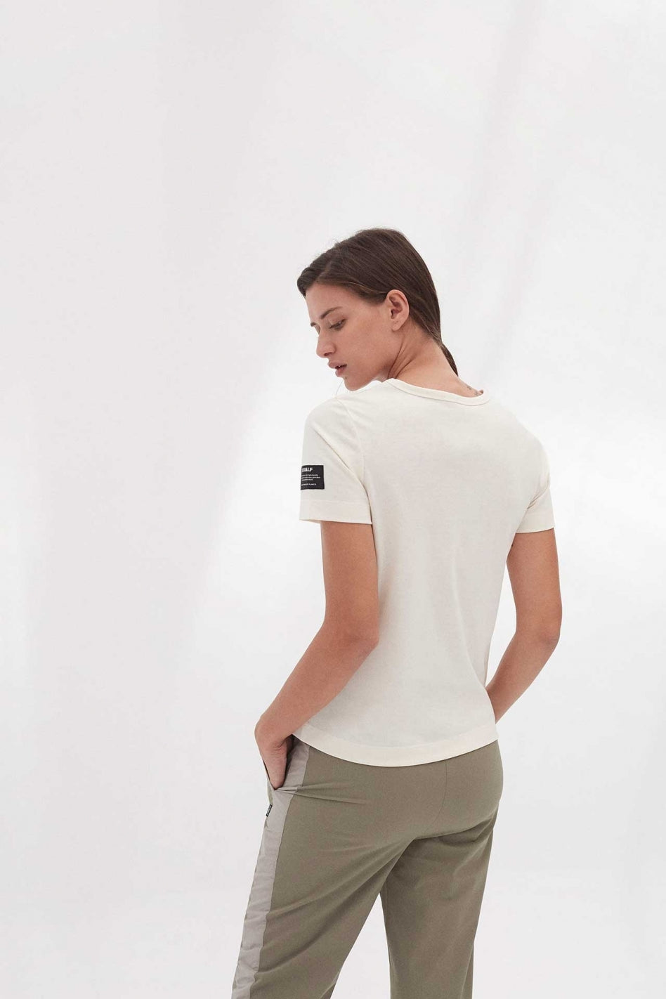 T-shirt imprimé blanc en polyester et coton recyclés - Mariela Big B