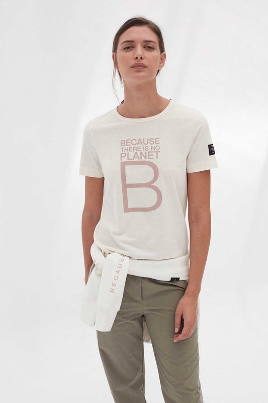 T-shirt imprimé blanc en polyester et coton recyclés - Mariela Big B