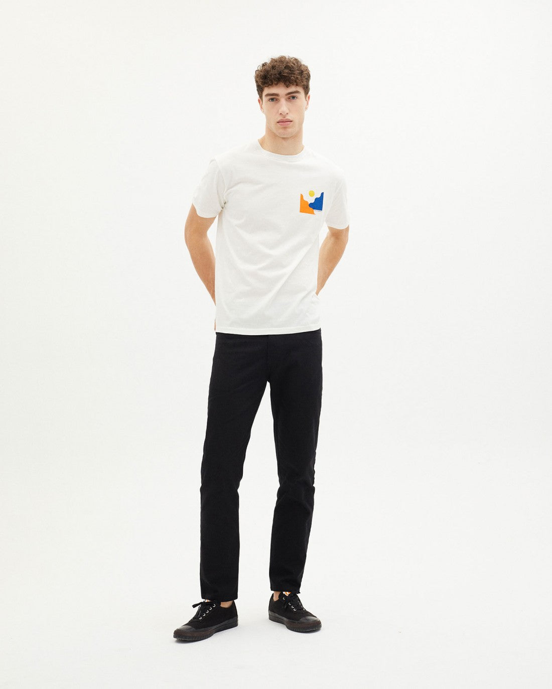 T-shirt blanc imprimé en coton bio - MEDITERRANEO CHEST T-SHIRT snow white