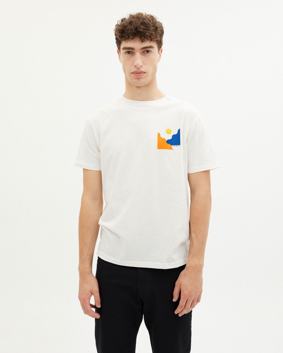 T-shirt blanc imprimé en coton bio - MEDITERRANEO CHEST T-SHIRT snow white