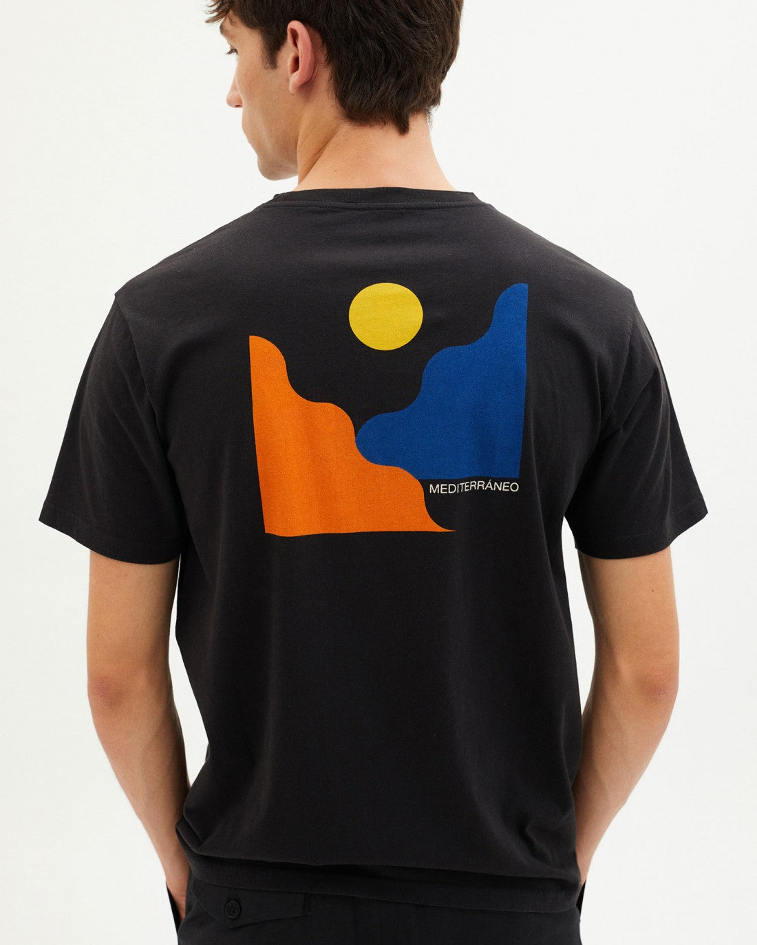 T-shirt noir dos imprimé en coton bio - MEDITERRANEO T-SHIRT black