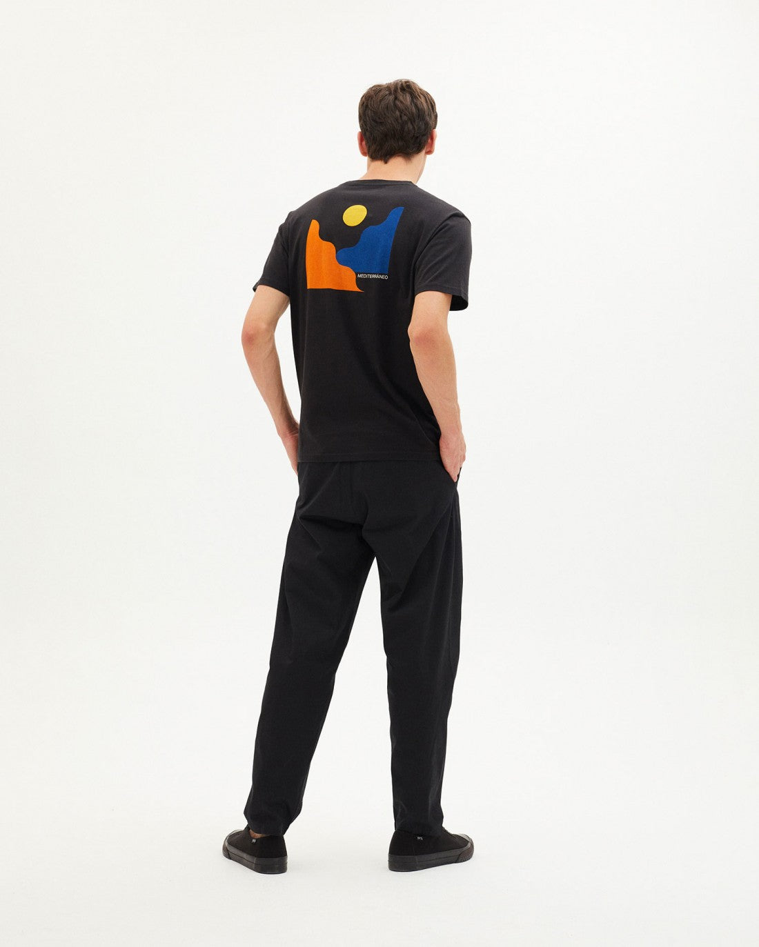 T-shirt noir dos imprimé en coton bio - MEDITERRANEO T-SHIRT black