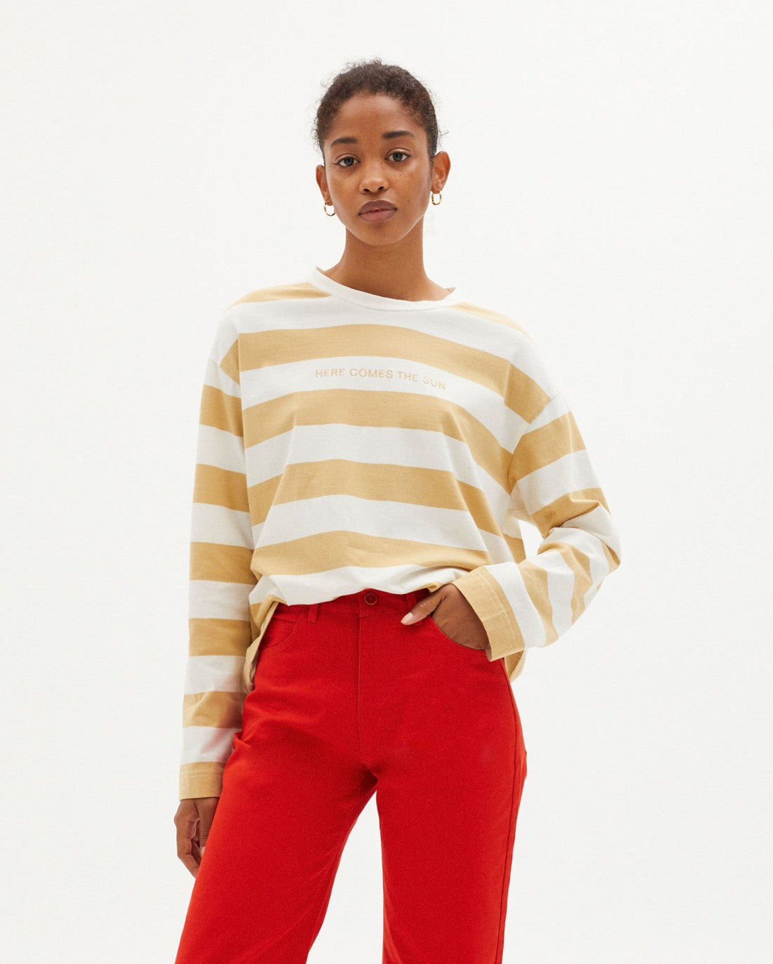 T-shirt ample manches longues rayé en coton bio