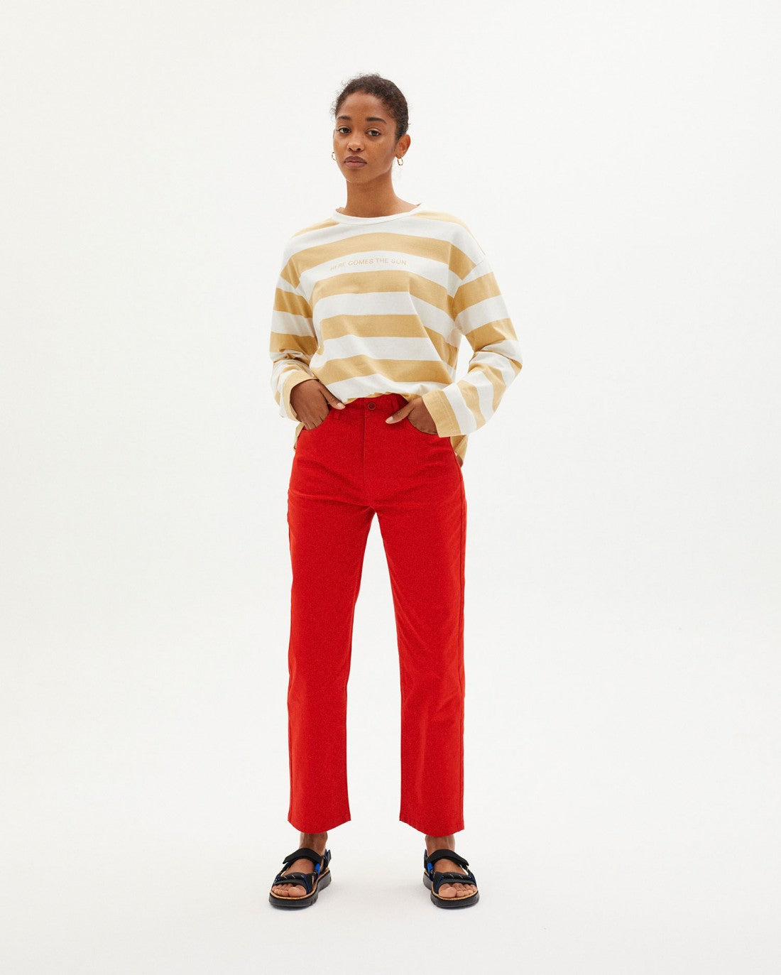 T-shirt ample manches longues rayé en coton bio