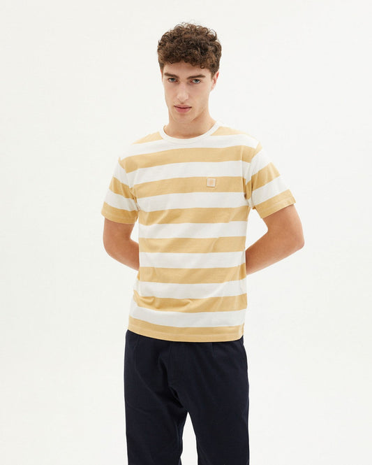 T-shirt rayé en coton bio MUSTARD STRIPES T-SHIRT curry