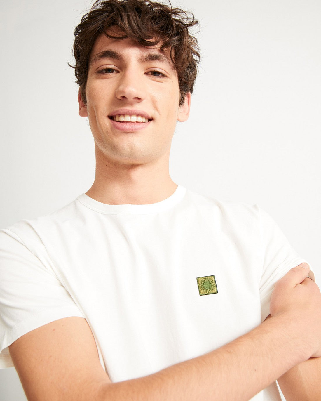 T-shirt blanc à motif en coton bio - SOL WHITE T-SHIRT
