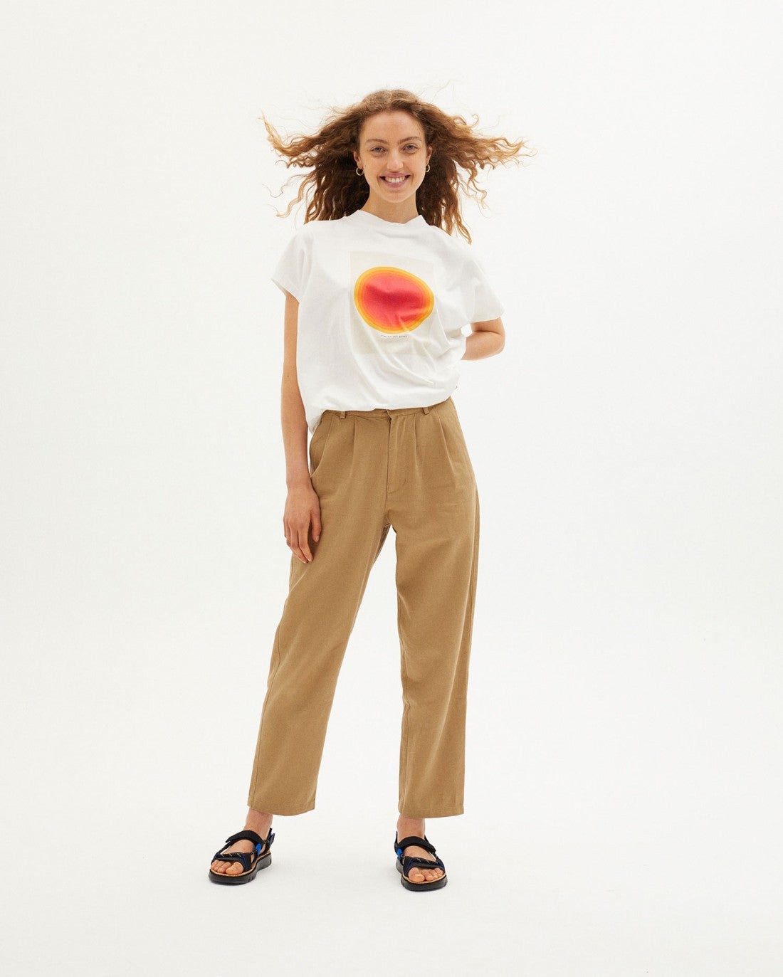 T-shirt blanc imprimé en coton bio - SUN SHINES T-SHIRT snow white