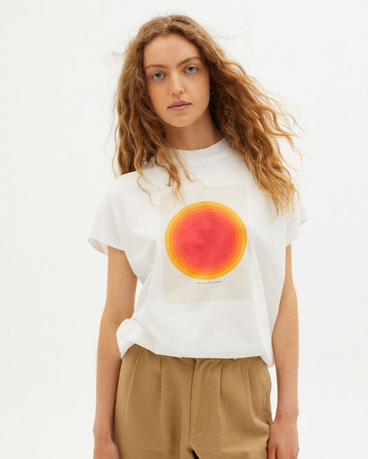 T-shirt blanc imprimé en coton bio - SUN SHINES T-SHIRT snow white