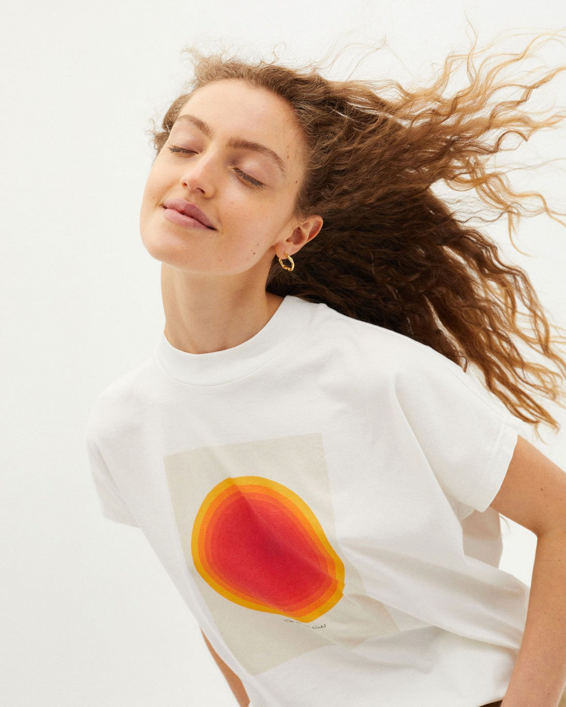 T-shirt blanc imprimé en coton bio - SUN SHINES T-SHIRT snow white
