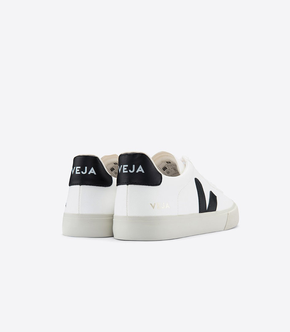 Baskets basses en cuir certifié | blanc et noir "camp leather white black"