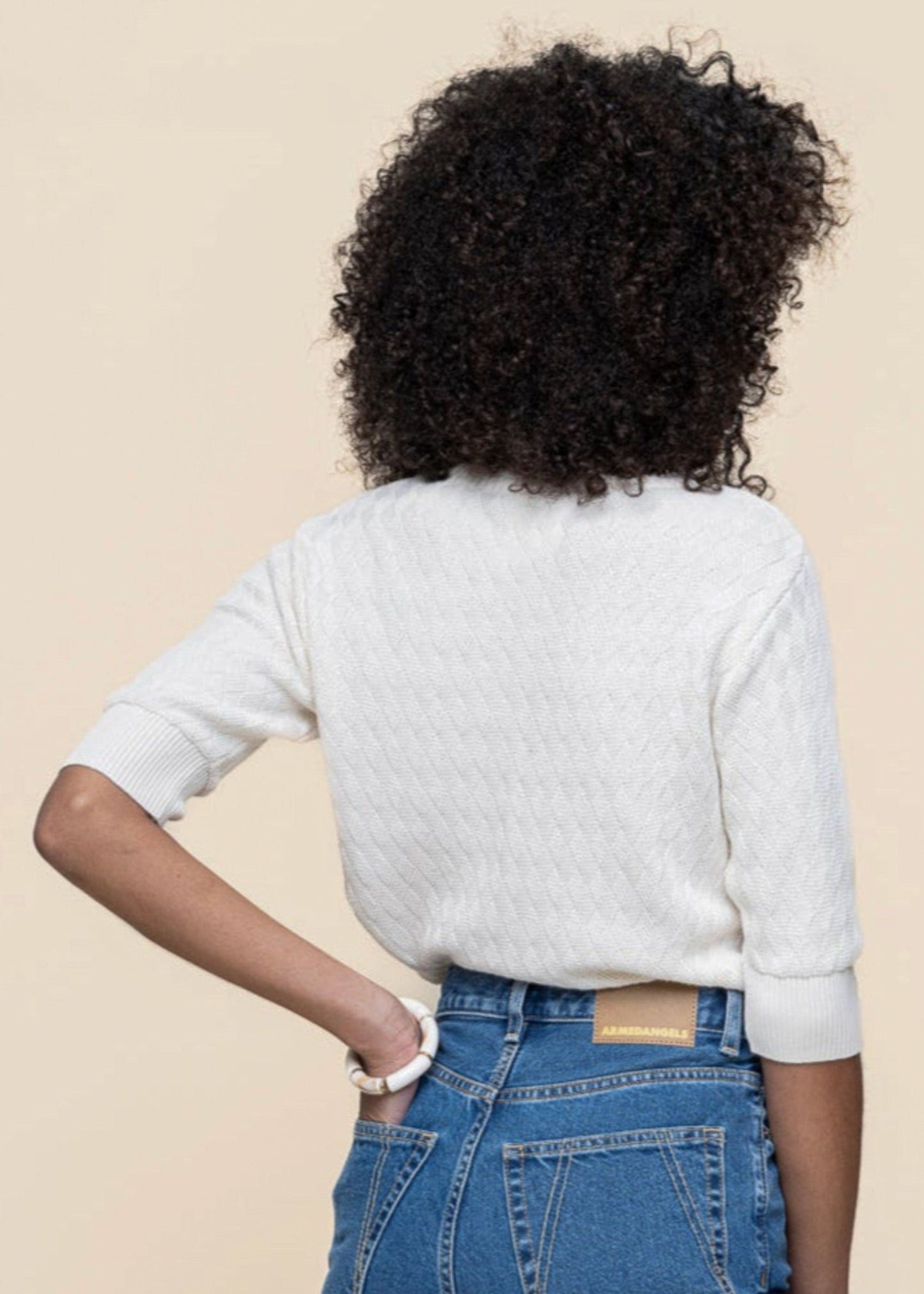 Top maille en coton bio | beige "muike-gots sweater - cream"