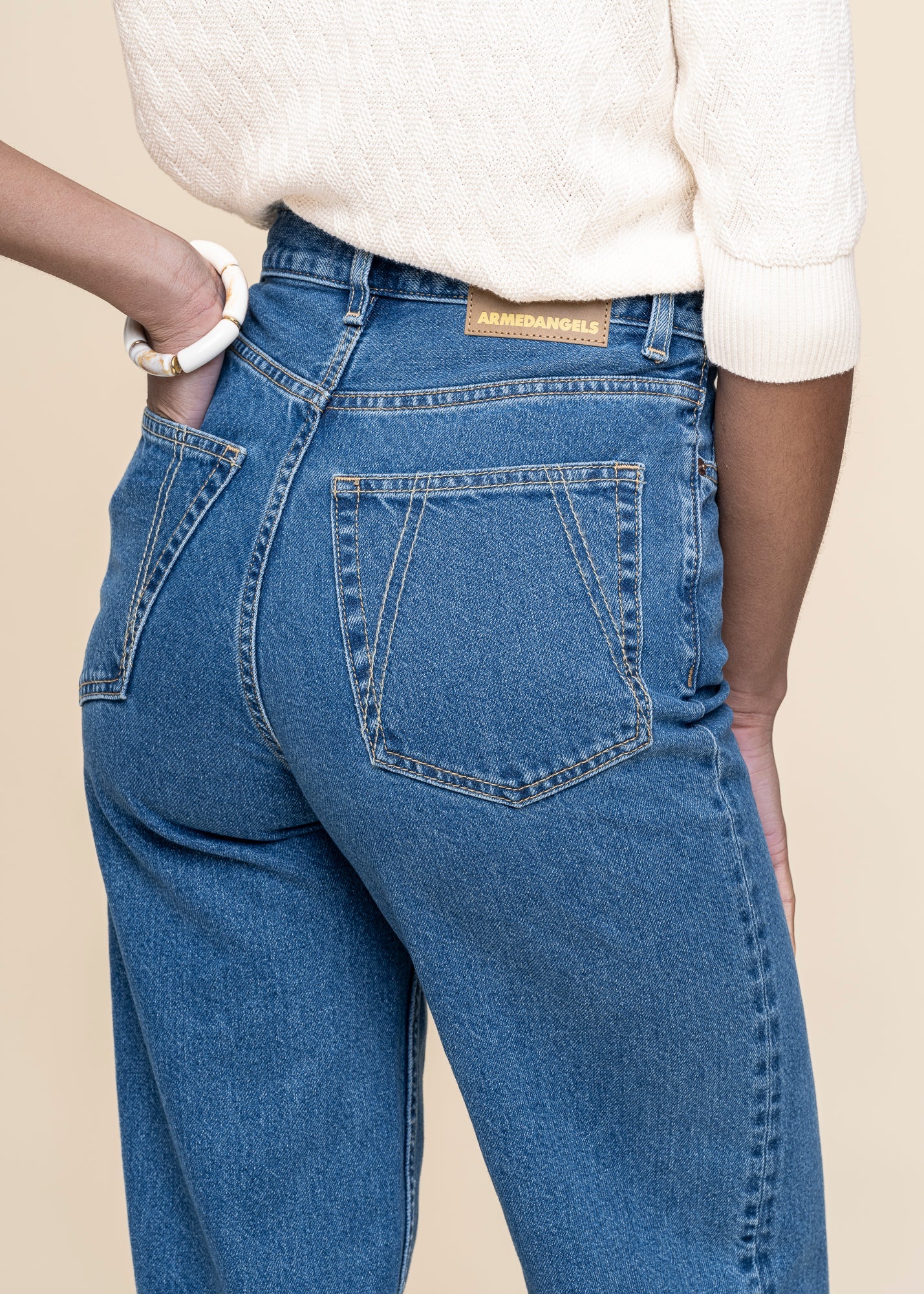 Jean droit large en coton recyclé | bleu "enijaa - daydream"