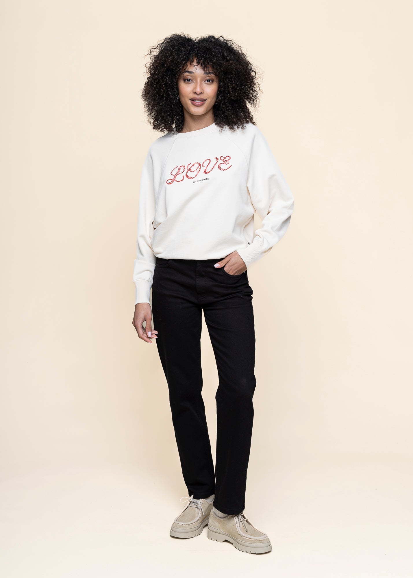 Sweat en coton biologique | blanc "love heart bonnie sweatshirt - white"