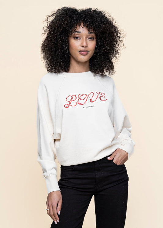 Sweat en coton biologique | blanc "love heart bonnie sweatshirt - white"