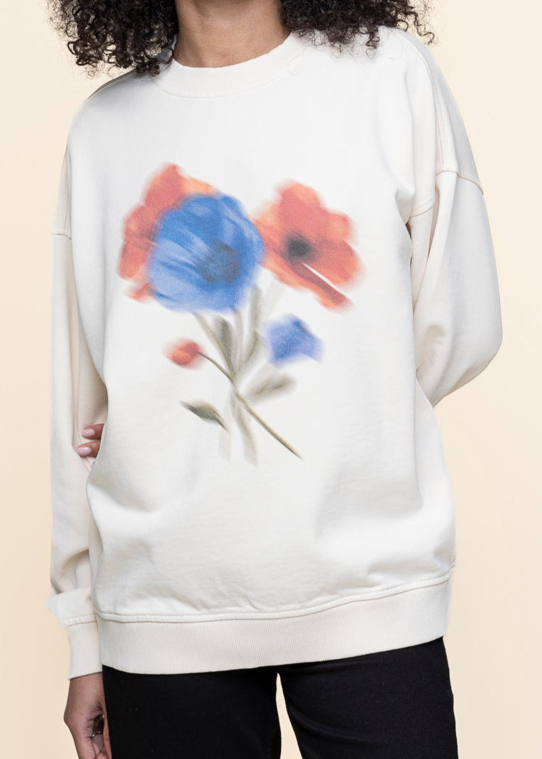 Sweat en coton bio | écru "blurry flower jimena sweatshirt "