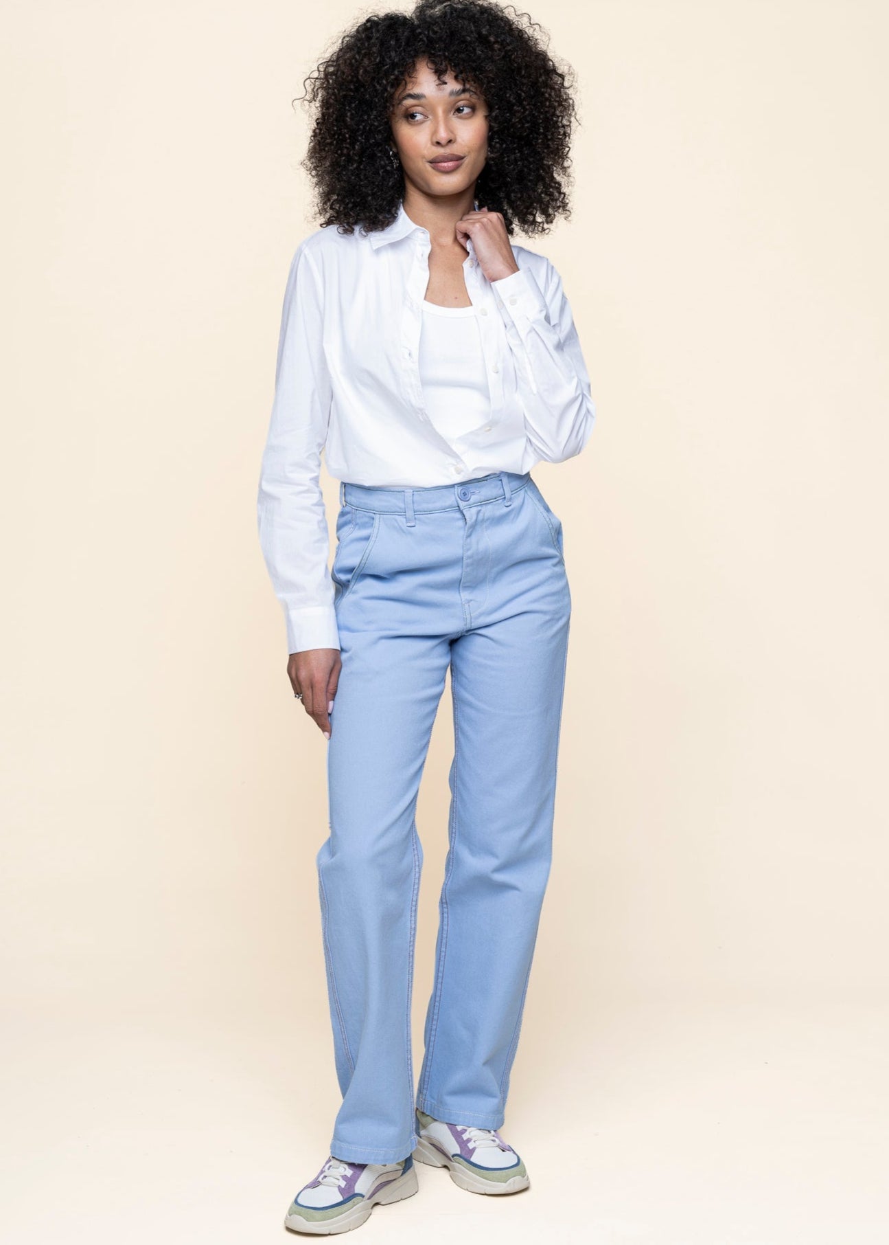 Pantalon droit en coton bio | bleu ciel "Éclore"