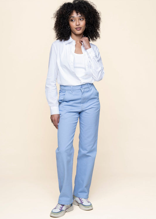 Pantalon droit en coton bio | bleu ciel "Éclore"